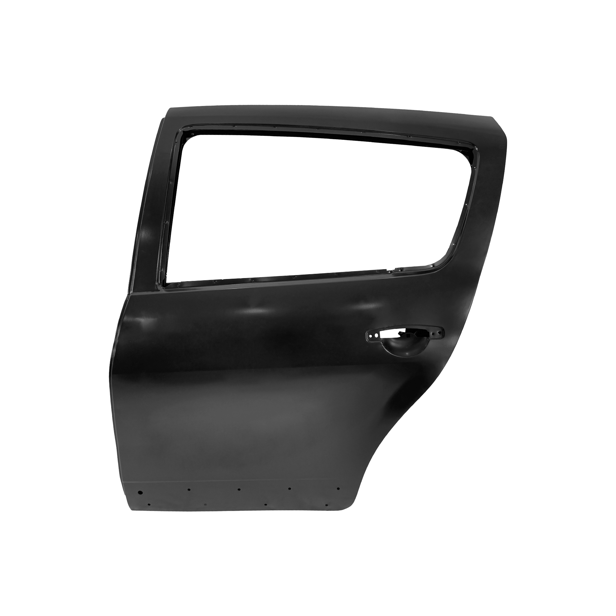 PUERTA TRASERA DE REPUESTO IZQUIERDA CON ORIFICIO PROTECTOR, 2009, PARA DACIA SANDERO, 821018232R, (ACERO)