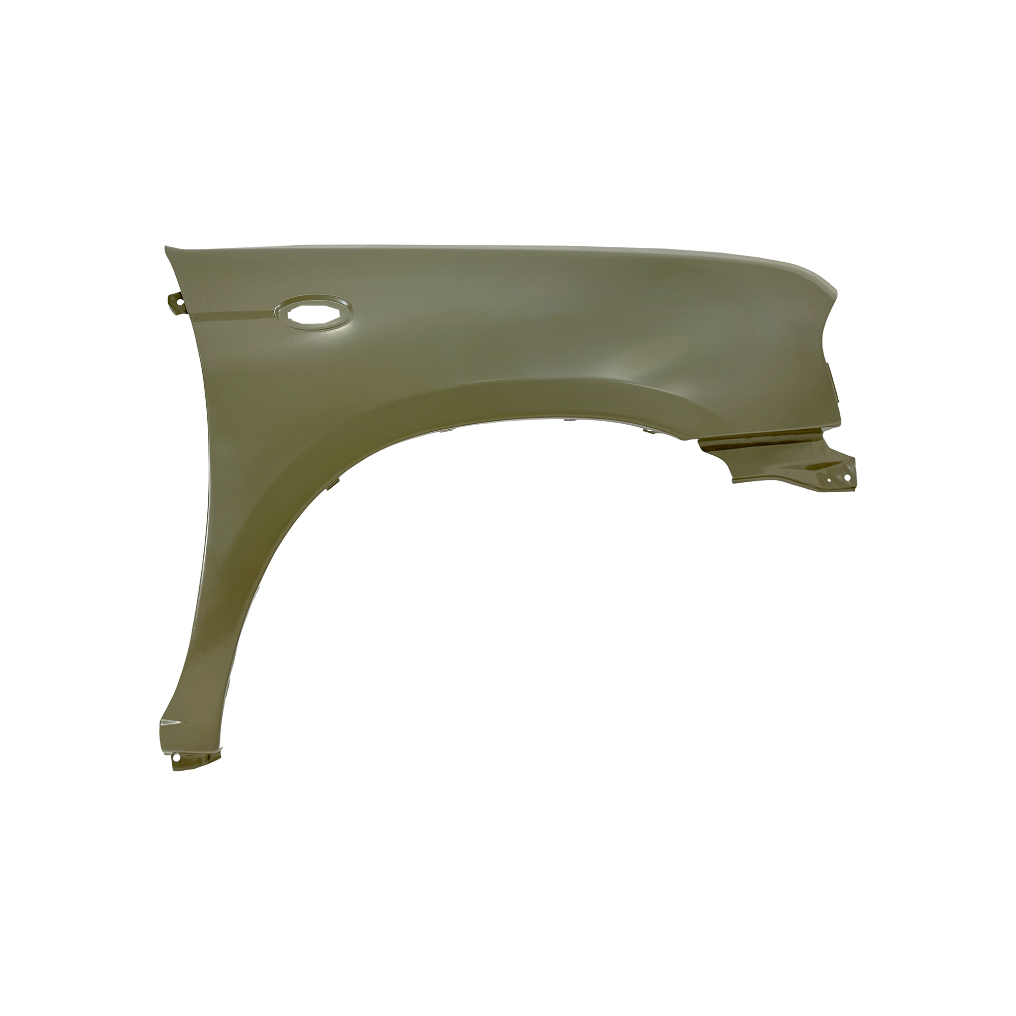 GUARDABARROS DELANTERO DE REPUESTO RH CON ORIFICIOS PARA LUCES LATERALES SIN ORIFICIOS PARA RUEDAS, PARA NISSAN D23, (ACERO)